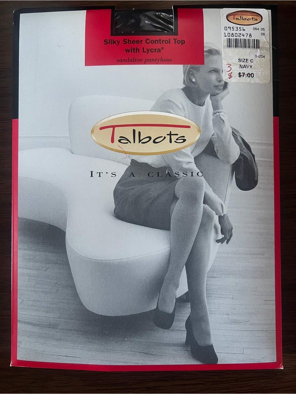 NIB Vintage Talbots Silky Sheer Control Top Nylon/Lycra Navy Pantyhose - Size C